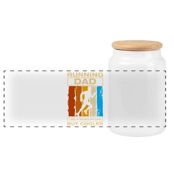 Running Dad Funny Running Jogging Runner - Panoramic Cookie Jar with Wooden Lid - white - Front