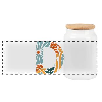 Buchstabe D Groovy Flowers Geschenkidee - Panorama Keksdose mit Holzdeckel - Weiß - Vorne