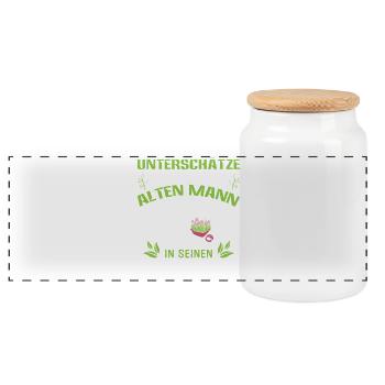 Garden Gardener Gardening Gardening Gardening Gardening - Panoramic Cookie Jar with Wooden Lid - white - Front