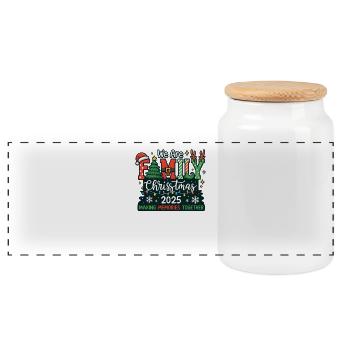 Nous sommes la famille Noël 2025 - Boîte à biscuits avec couvercle en bois - blanc - Devant
