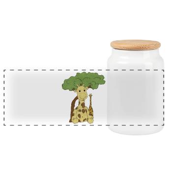 Afrika_Giraffe - Panoramic Cookie Jar with Wooden Lid - white - Front