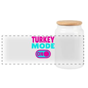 Turkey Mode ON - Panoramic Cookie Jar with Wooden Lid - white - Front