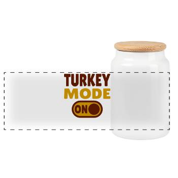 Turkey Mode ON - Panorama Keksdose mit Holzdeckel - Weiß - Vorne