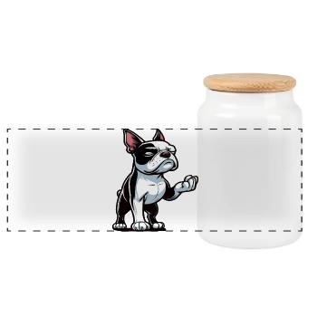 Boston Terrier Boston terrier besitzer Bosti - Panorama Keksdose mit Holzdeckel - Weiß - Vorne