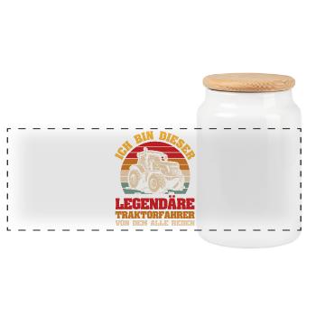 Farmer Farm Farmer Farmer Tractor - Panoramic Cookie Jar with Wooden Lid - white - Front