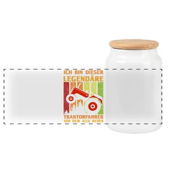 Farmer Farm Farmer Farmer Tractor - Panoramic Cookie Jar with Wooden Lid - white - Front