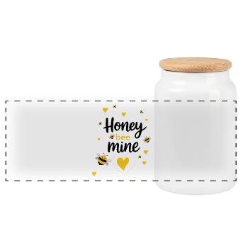 Honigbienen-Mine - Bienen & Gelbes Herz - Panorama Keksdose mit Holzdeckel - Weiß - Vorne