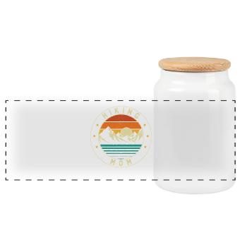 Hiking Mom Outdoor Trekker Mountain Trail  - Panoramic Cookie Jar with Wooden Lid - white - Front