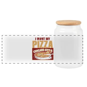 Plat profond Je veux ma pizza style Chicargo - Boîte à biscuits avec couvercle en bois - blanc - Devant