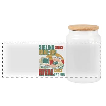 Sibling Rivalry Brother Sister - Panoramic Cookie Jar with Wooden Lid - white - Front
