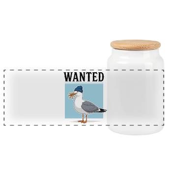 Recherché : Frites Seagull - Boîte à biscuits avec couvercle en bois - blanc - Devant