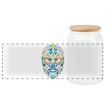 Blitzmasken Lucha Neon Blau Gold - Panorama Keksdose mit Holzdeckel - Weiß - Vorne