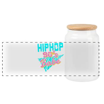 Urban Flow 90s Babe Retro Bold Style Vibes - Panoramic Cookie Jar with Wooden Lid - white - Front