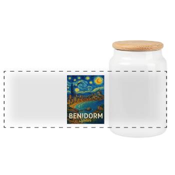 Benidorm Spanien - Panorama Keksdose mit Holzdeckel - Weiß - Vorne