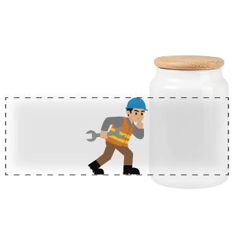 Construction site hero with wrench - Panoramic Cookie Jar with Wooden Lid - white - Front