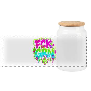 FCK GRN Graffiti - Boîte à biscuits avec couvercle en bois - blanc - Devant