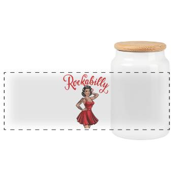 Rockabilly Vintage Pin-up Tattoo Style - Panorama Keksdose mit Holzdeckel - Weiß - Vorne