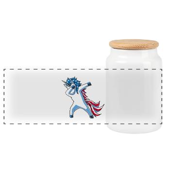 Patriotique Américain Licorne Americorn Dabbing Art - Boîte à biscuits avec couvercle en bois - blanc - Devant