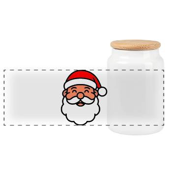 Süßer Weihnachtsmann | Nikolaus Gesicht - Panorama Keksdose mit Holzdeckel - Weiß - Vorne