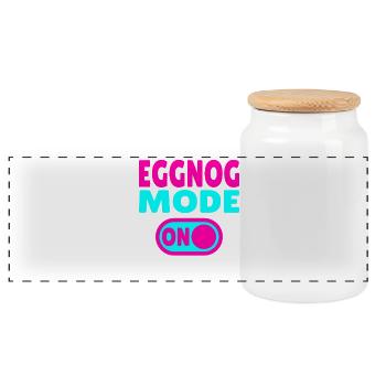 Eggnog Mode ON - lustige Weihnachtssprüche - Panorama Keksdose mit Holzdeckel - Weiß - Vorne