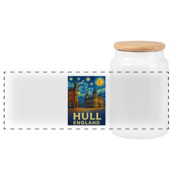 Hull England - Panorama Keksdose mit Holzdeckel - Weiß - Vorne