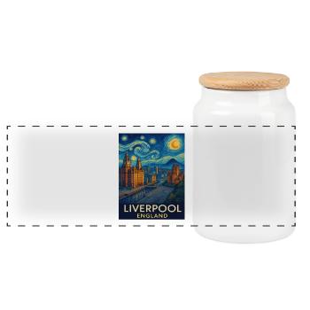 Liverpool England - Panorama Keksdose mit Holzdeckel - Weiß - Vorne