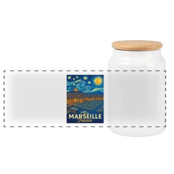 Marseille Frankreich - Panorama Keksdose mit Holzdeckel - Weiß - Vorne