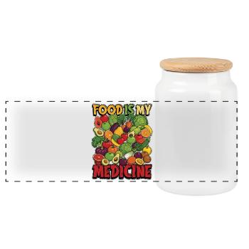 Nutritionist Food Is My Medicine Nutritional Coach - Panoramic Cookie Jar with Wooden Lid - white - Front