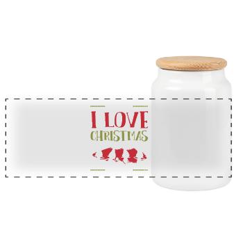 I love Christmas - Panoramic Cookie Jar with Wooden Lid - white - Front