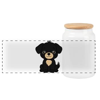 Chien - Boîte à biscuits avec couvercle en bois - blanc - Devant