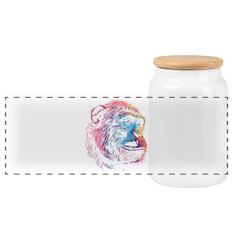 Neon Psychedelischer Affe - Panorama Keksdose mit Holzdeckel - Weiß - Vorne