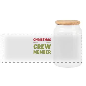 Weihnachten Crew Christmas - Panoramic Cookie Jar with Wooden Lid - white - Front