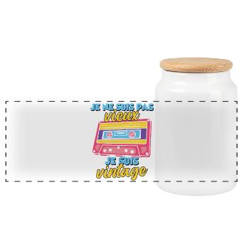 Ich bin nicht alt, ich bin Vintage Geburtstag - Panorama Keksdose mit Holzdeckel - Weiß - Vorne