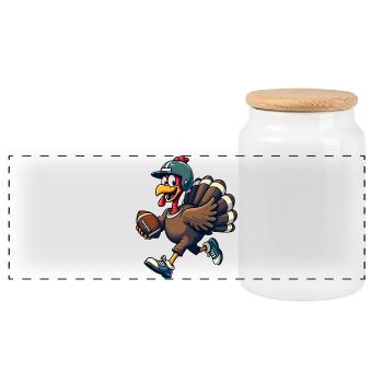 Thanksgiving Football Truthahn - Panorama Keksdose mit Holzdeckel - Weiß - Vorne