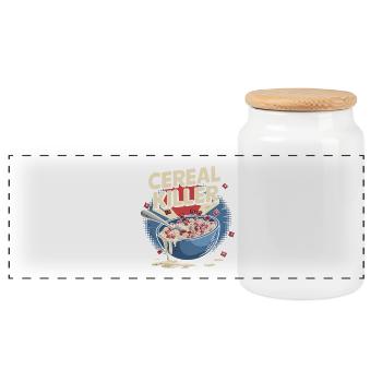 Cereal Killer - Retro Breakfast - Panoramic Cookie Jar with Wooden Lid - white - Front