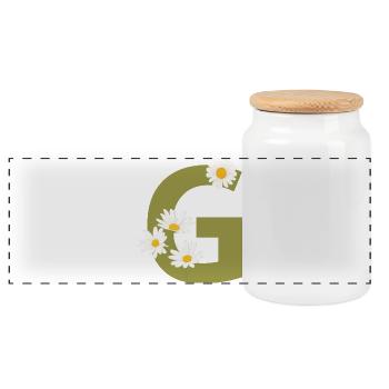 Lettre g vert marguerites - Boîte à biscuits avec couvercle en bois - blanc - Devant