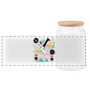 Breakdance Neon Style – Music & Street Art - Panoramic Cookie Jar with Wooden Lid - white - Front