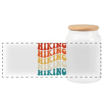 Hiking Hiker Mountaineer Gift - Panoramic Cookie Jar with Wooden Lid - white - Front