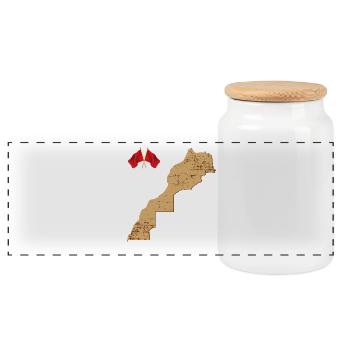 Carte Maroc Drapeaux Vintage - Boîte à biscuits avec couvercle en bois - blanc - Devant