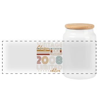 Jahrgang 2008 Geboren Geburtstags Geschenk - Panorama Keksdose mit Holzdeckel - Weiß - Vorne