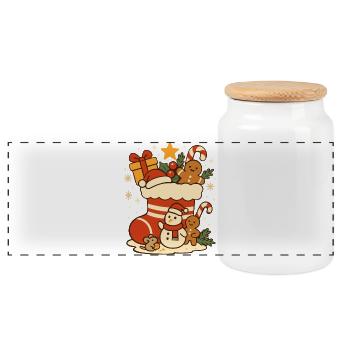 Motif Saint-Nicolas - Jolie botte avec des figurines - Boîte à biscuits avec couvercle en bois - blanc - Devant