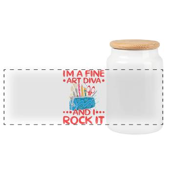 Artiste Peintre Art Diva & I Rock It Idée Cadeau - Boîte à biscuits avec couvercle en bois - blanc - Devant