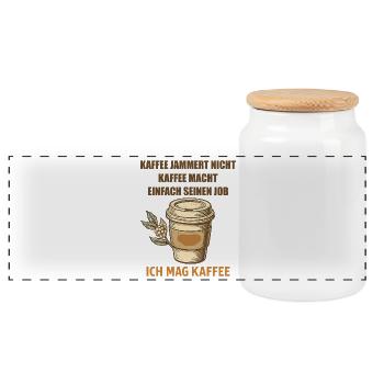 Kaffee Spruch Vintage Becher - Panorama Keksdose mit Holzdeckel - Weiß - Vorne