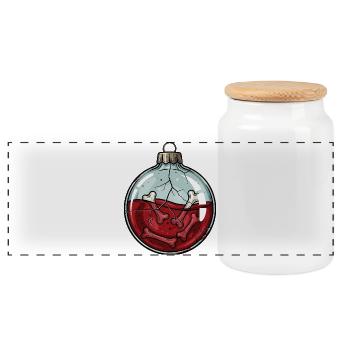 Gruselige Skelett Weihnachtskugel Horror Gothic - Panorama Keksdose mit Holzdeckel - Weiß - Vorne