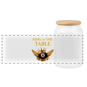 King of Pool – The Royal 8 Ball Design - Panorama Keksdose mit Holzdeckel - Weiß - Vorne