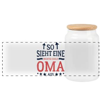 So sieht eine coole Oma aus Beste Großmutter - Panorama Keksdose mit Holzdeckel - Weiß - Vorne