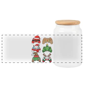 Gaming Controller Weihnachten Gamer Videospiele - Panorama Keksdose mit Holzdeckel - Weiß - Vorne