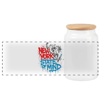 New York State of Mind – Graffiti Street Art Look - Panoramic Cookie Jar with Wooden Lid - white - Front
