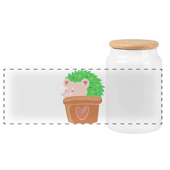 Plant Cactus Cacti - Panoramic Cookie Jar with Wooden Lid - white - Front