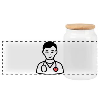 Friendly Doctor | Medicine with a heart - Panoramic Cookie Jar with Wooden Lid - white - Front